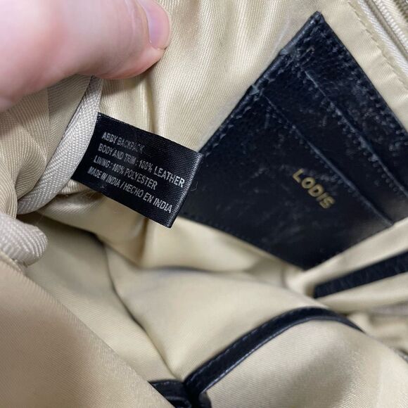 Lodis Abby Black Backpack Womens Bag Purse 100% Leather Pebbled Zip Closure - Picture 6 of 9